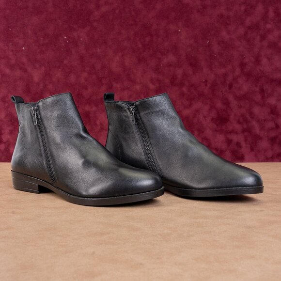 David Tate Women Golden Wide Black Leather Ankle Chelsea Boots Size 12 - Picture 1 of 8